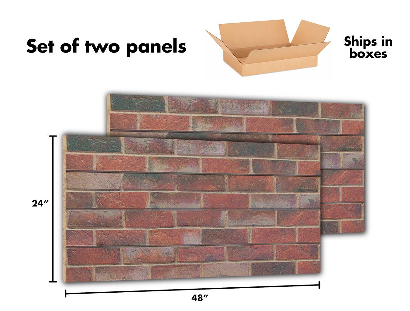 Ninth & Vine - Wholesale Decorative Panel - Slatwall - Brick (Set of two 24" H X 48" L Panels)30