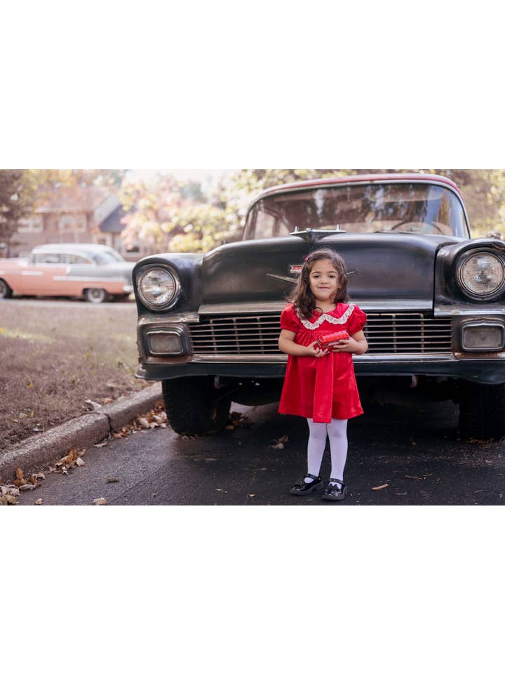 Strawberry Jam Kids - Wholesale Dress - Kids - Red Velvet Girls Christmas Dress Vintage Style Baby Toddler2
