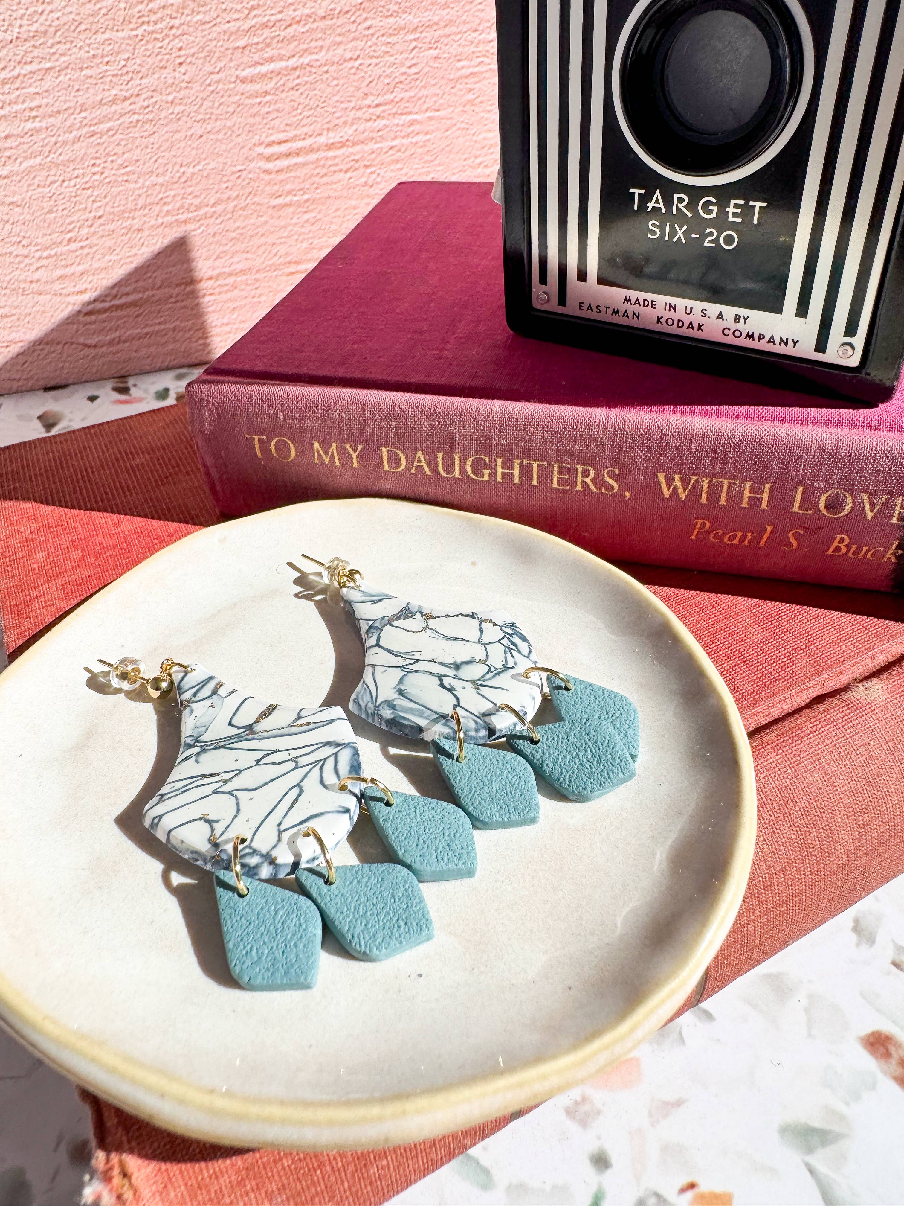 Anam Cara Clay Goods - Wholesale Dangle Earrings - Marbled Cherish Drop Earrings-Polymer Clay9