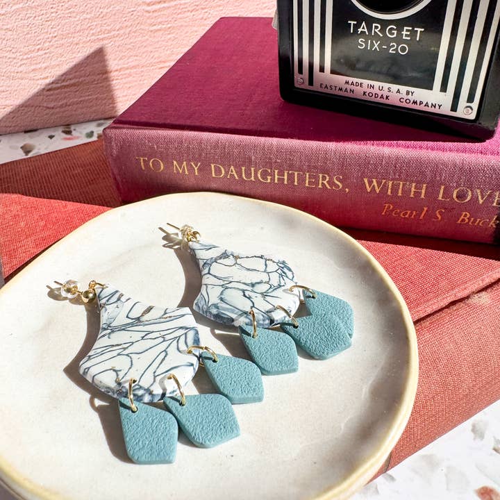 Anam Cara Clay Goods - Wholesale Dangle Earrings - Marbled Cherish Drop Earrings-Polymer Clay9