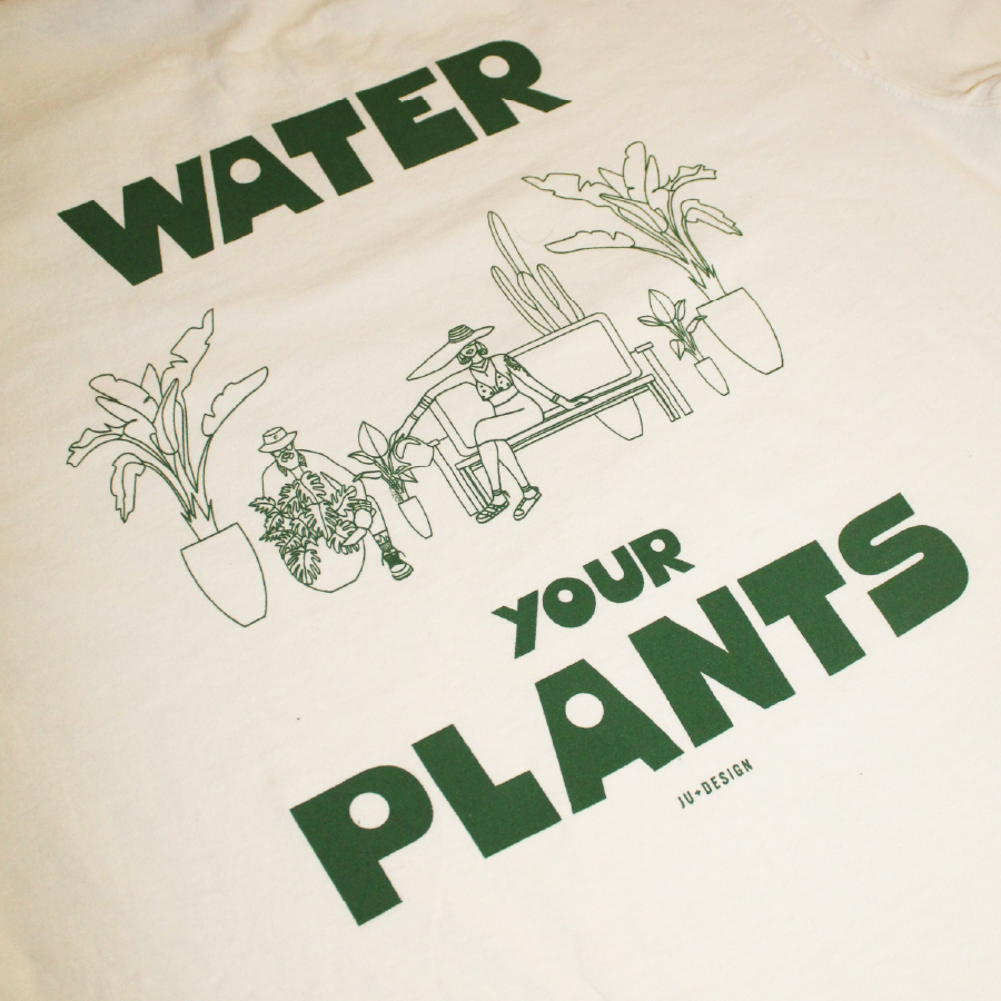 JU+DESIGN - Wholesale Screen Printed T-Shirt - Unisex - Plant Parent T-Shirt – "Water Your Plants"2
