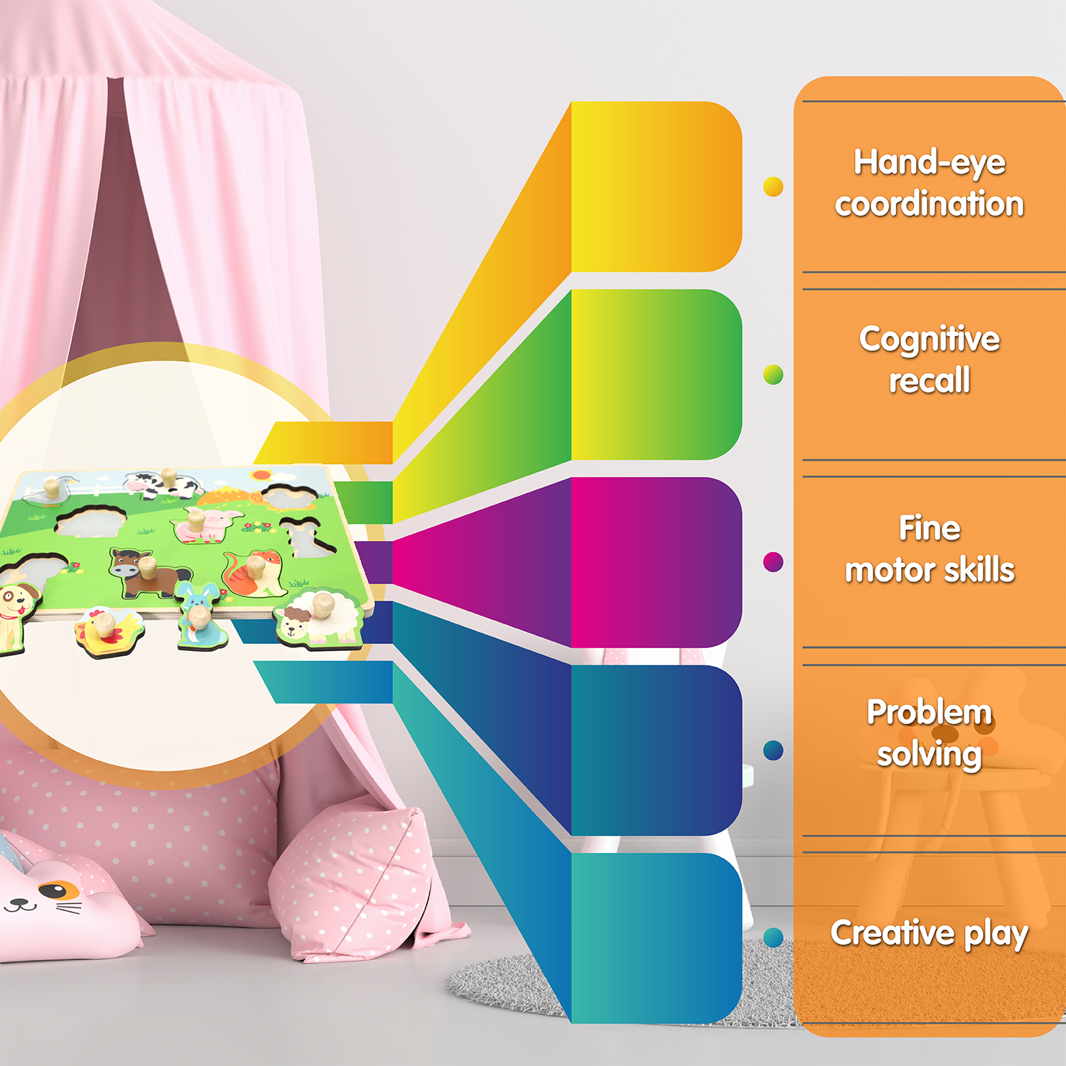 Leo & Friends - Vente Puzzle – enfant - Casse-tête Leo & Friends Farm Animal Peg pour 24 mois et plus10