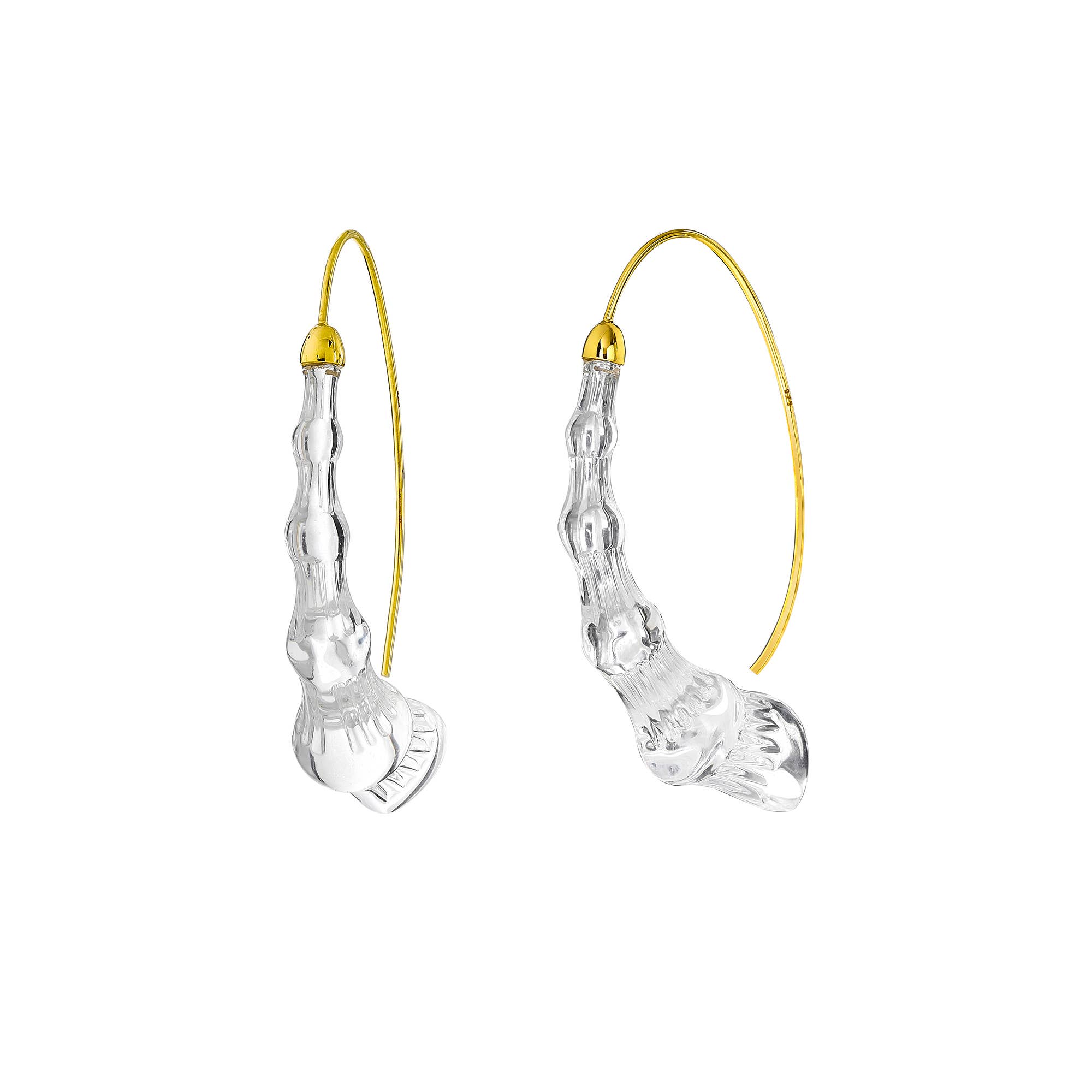 Gold & Honey – wholesale Hoop-örhängen – 2 ”Klar Wishbone Bamboo Örhängen