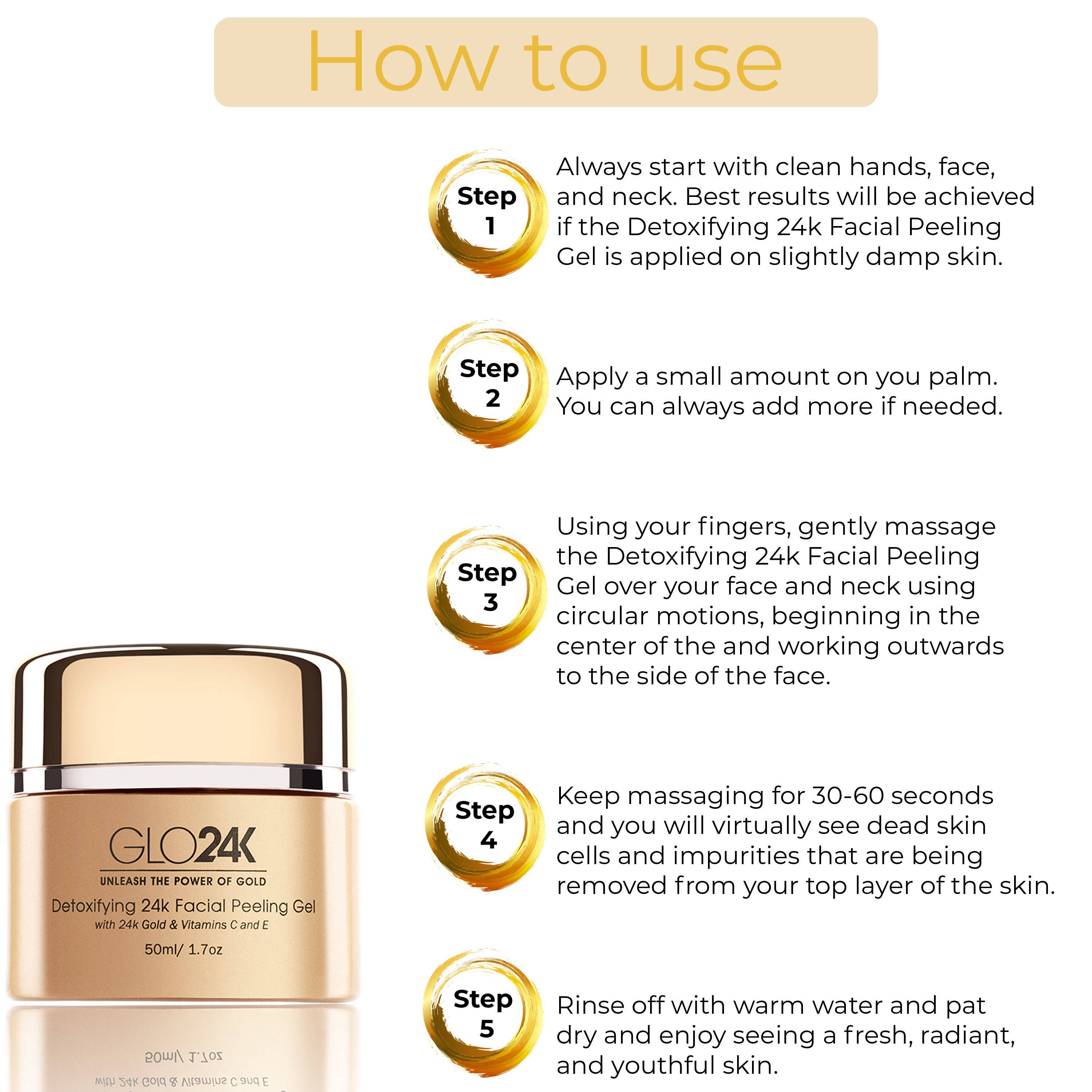 GLO24K - Wholesale Facial Peel - Detoxifying 24k Facial Peeling Gel with 24k Gold & Vitamins3