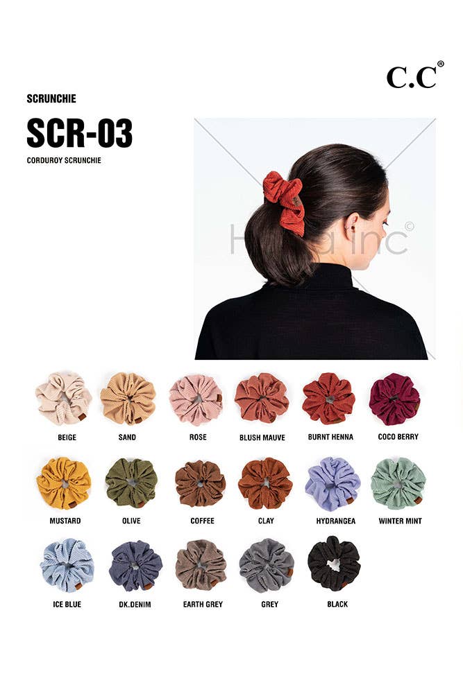 Hana - Wholesale Scrunchie - Women's - C.C Corduroy Solid Color Soft Scrunchies18