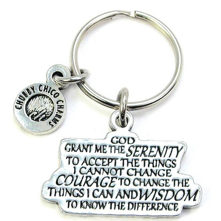 Chubby Chico Charms - Wholesale Keychain - Unisex - The Serenity Prayer Key Chain Recovery Prayers Religion