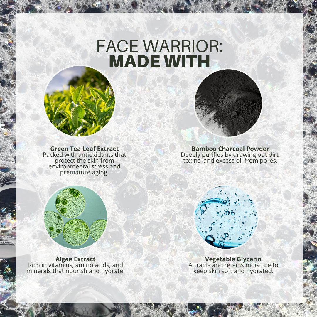 ATANA HEAD SPA, LLC - Wholesale Gezichtsreiniger - Face Warrior: Reinigende Groene Thee & Houtskool Reiniger2