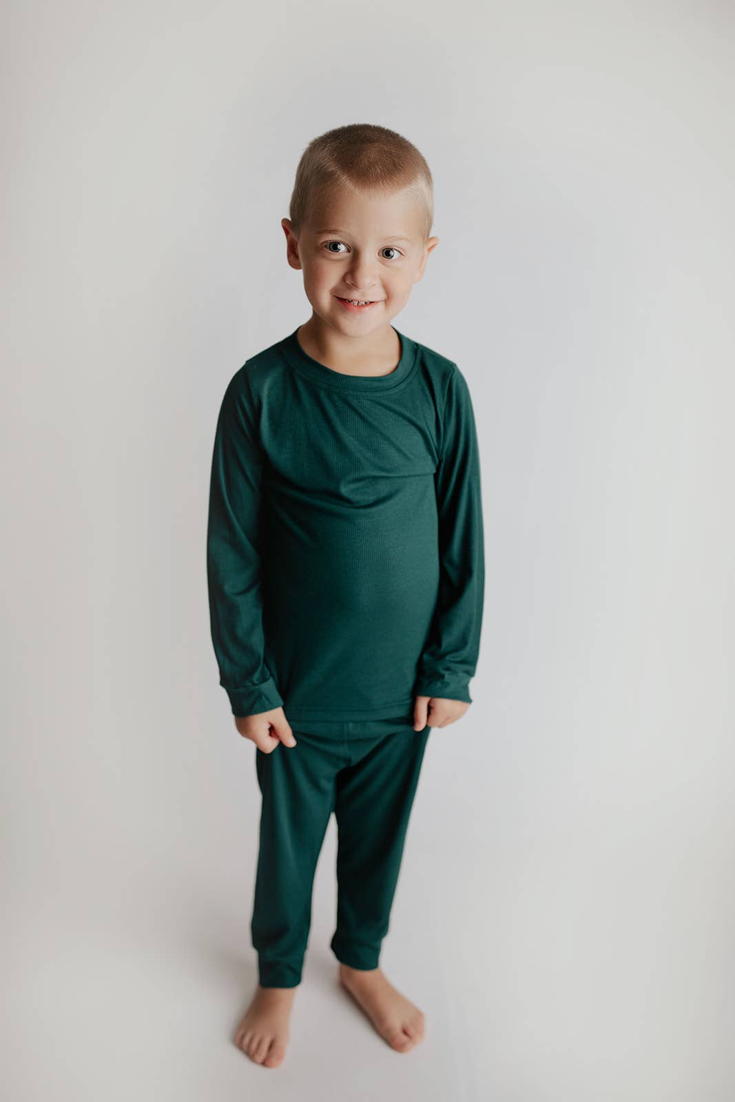 Three Little Tots – wholesale Pyjamasset - Barn – Ribbed Forest Green Jammies Barn Pjs & Lougewear4