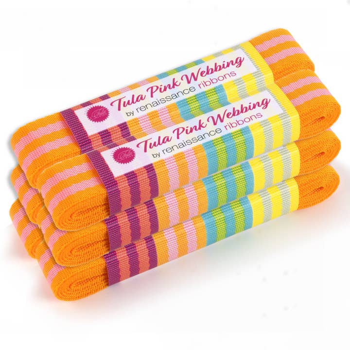 2yd Rosa/Orange - 1" Nylonband - av Tula Pink - PRO 6PK för wholesale av Renaissance Ribbons