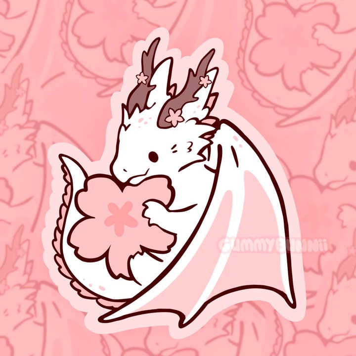 Autocolante de Dragão de Flor de Cerejeira por atacado de GUMMYBUNNII
