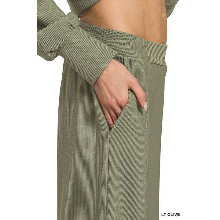 HiteJeans - Wholesale Lounge Set - Women's - Ribbed high neck half zip pullover pants set3