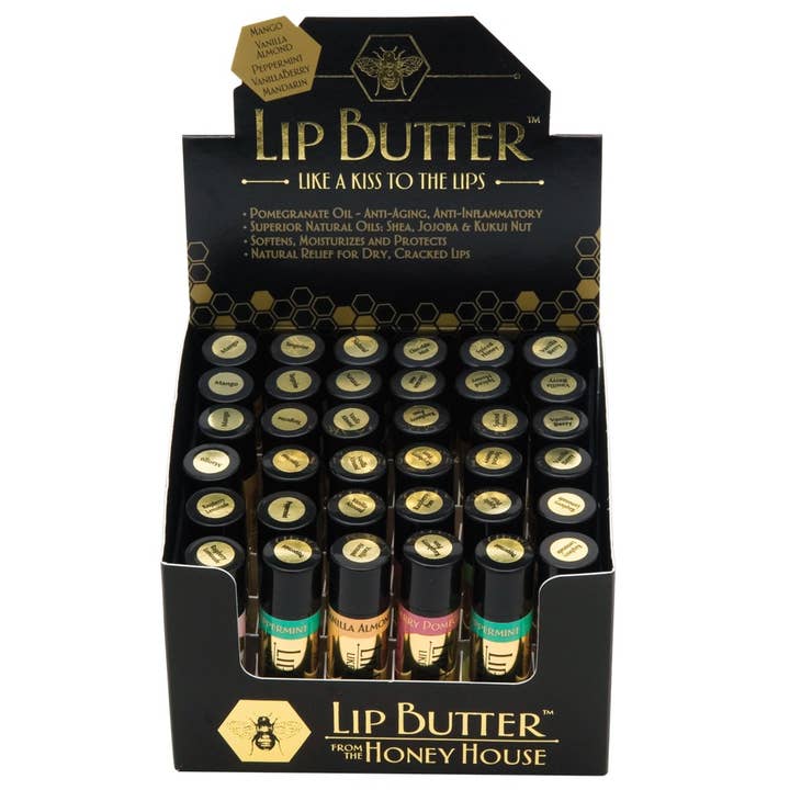 Honey House Naturals - Wholesale Lip Balm Set - Lip Butter TUBE Display Box - 36 Tubes - Save $
