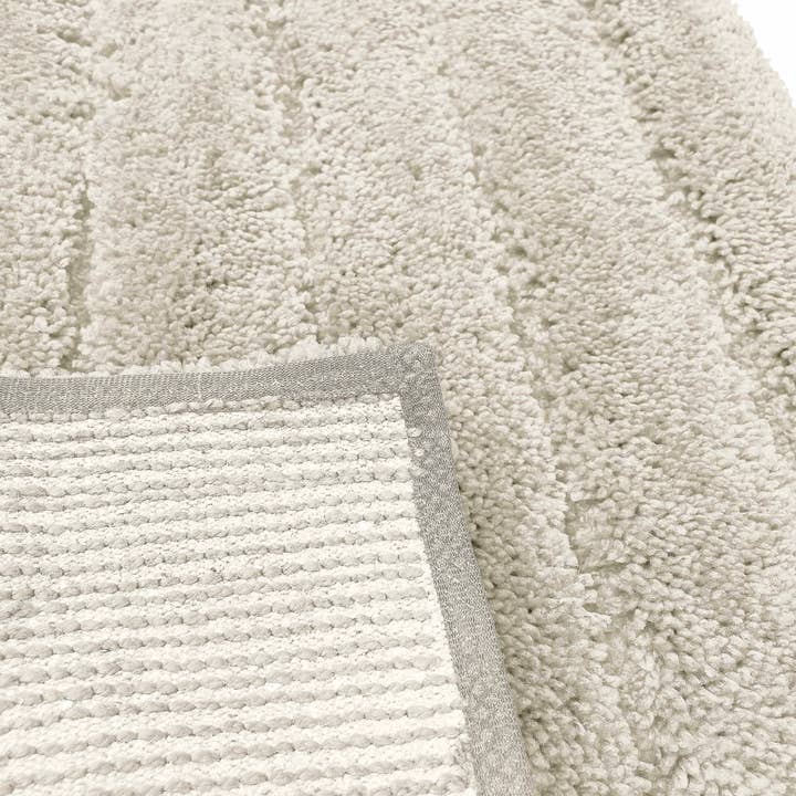 home mart goods – wholesale Bath mat set – 2 Piece Bath Mat Set - Ivory Solid Striped Soft Plush