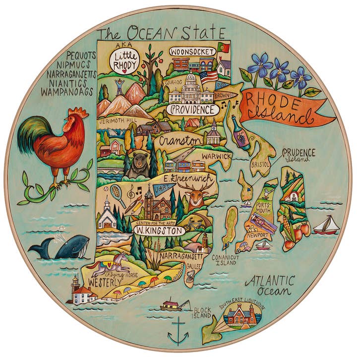 "The Ocean State" | Rhode Island Lazy Susan for wholesale by Sticks