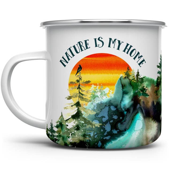 Tasse de camping Nature is My Home Campfire, cadeaux pour amoureux de l'extérieur pour la vente par Loftipop