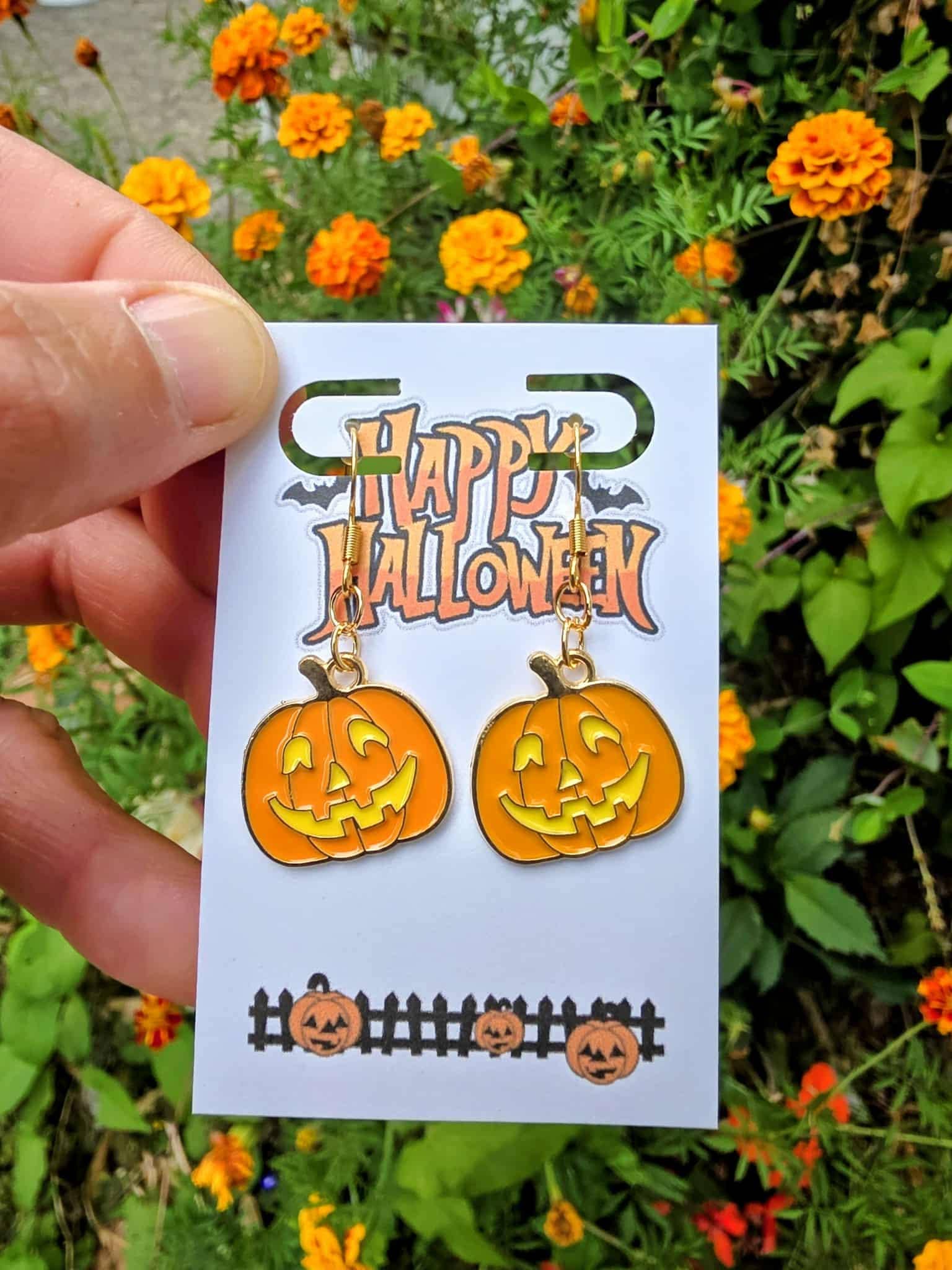 Bad Apple Designs - Wholesale Dangle Earrings - Jack-O’-Lantern Pumpkin Dangle Halloween Earrings