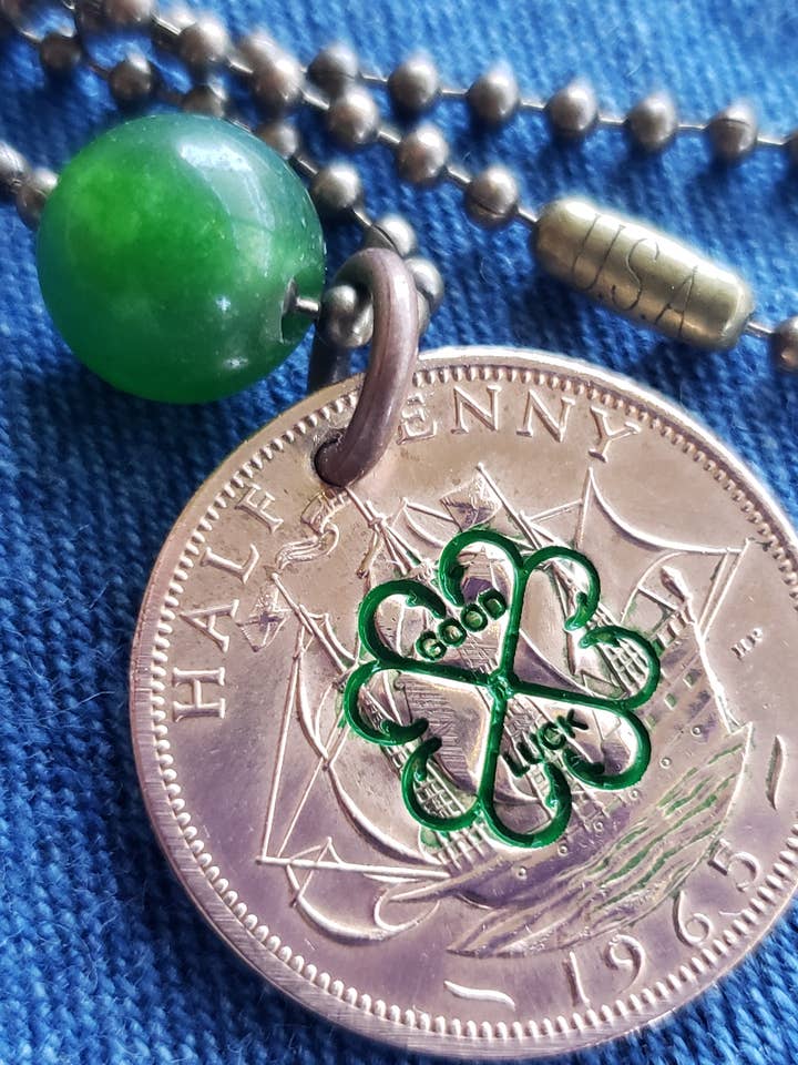 Colar Moeda Charm dos Pescadores/ Marinheiro por atacado de RED DOG CRYSTALS AND GEMS