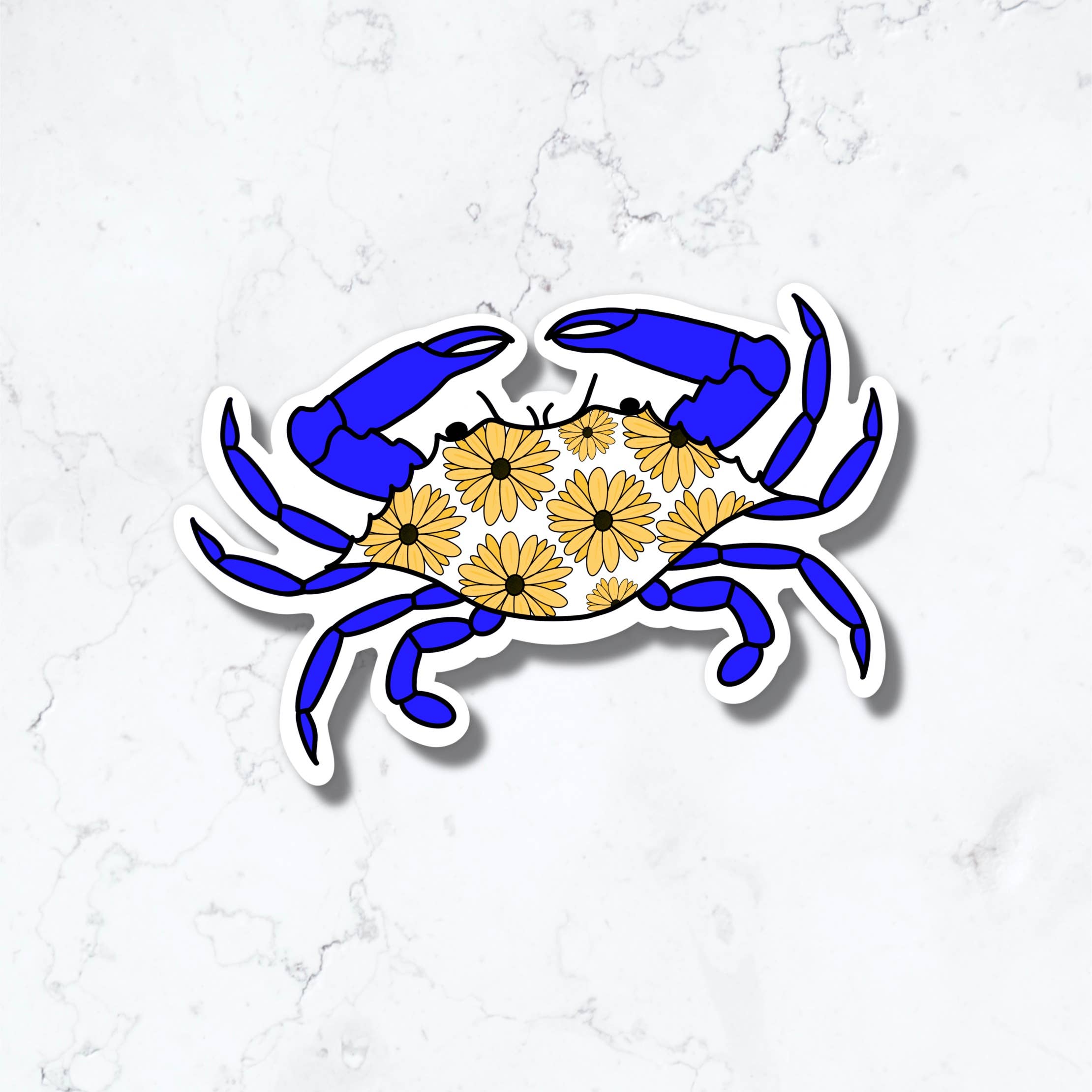 Jami Creates - Wholesale Sticker - Blue Maryland Crab Black Eyed Susan Flower Sticker