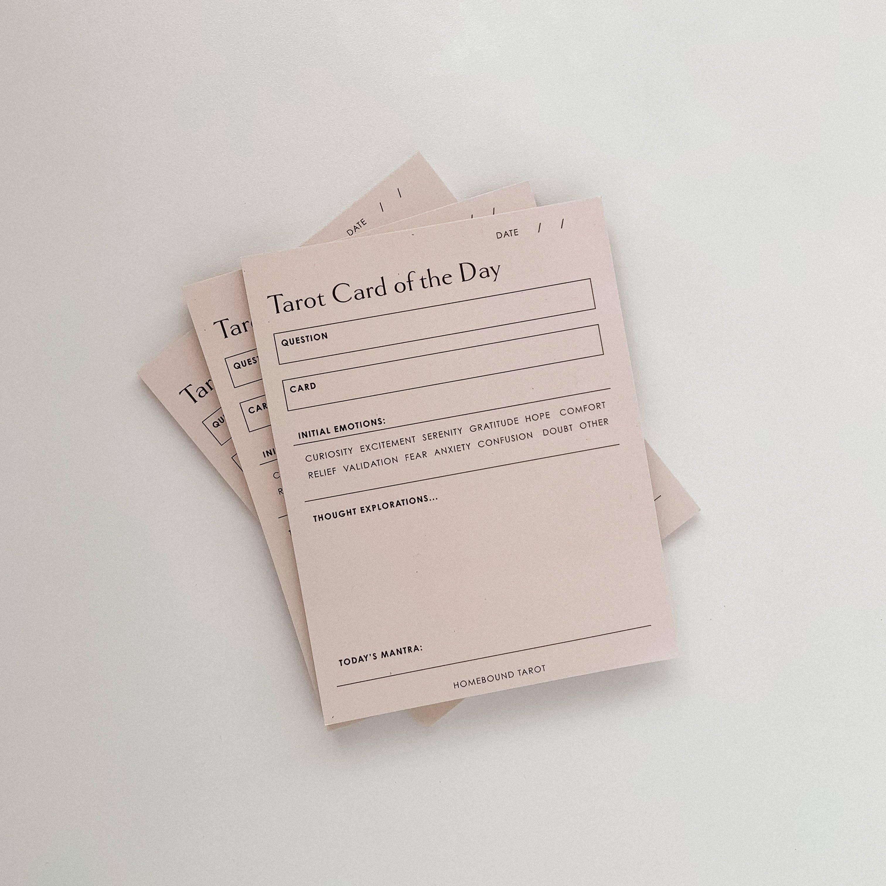 Homebound Tarot - Vente Blocs-notes - Bloc de lecture de tarot quotidien | Emotions Check-in