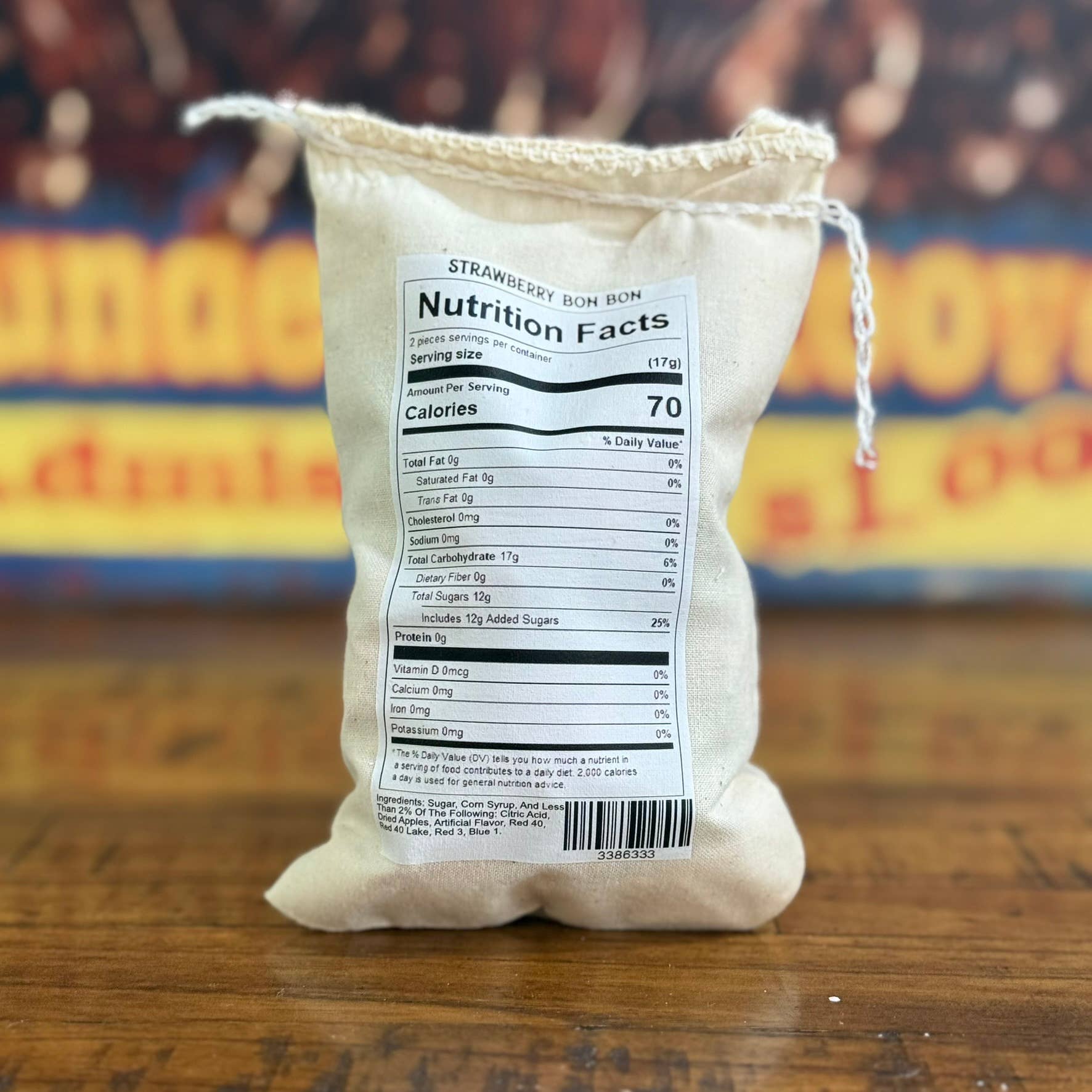 Richloam General Store - Wholesale Hard Candy - Strawberry Bon Bon Candy with Decorative Cloth Bag (5 oz.)2