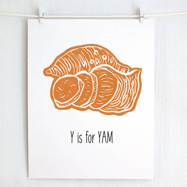 Y is for Yam: Farm Alphabet Letter Print for wholesale by Jamie Palmer Keating
