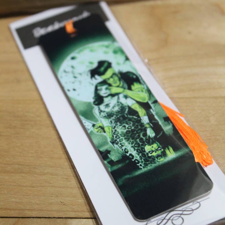 Raven Design - Wholesale Bladwijzer - Cartoon Frankenstein-koppel in de maan//Metalen bladwijzer 1