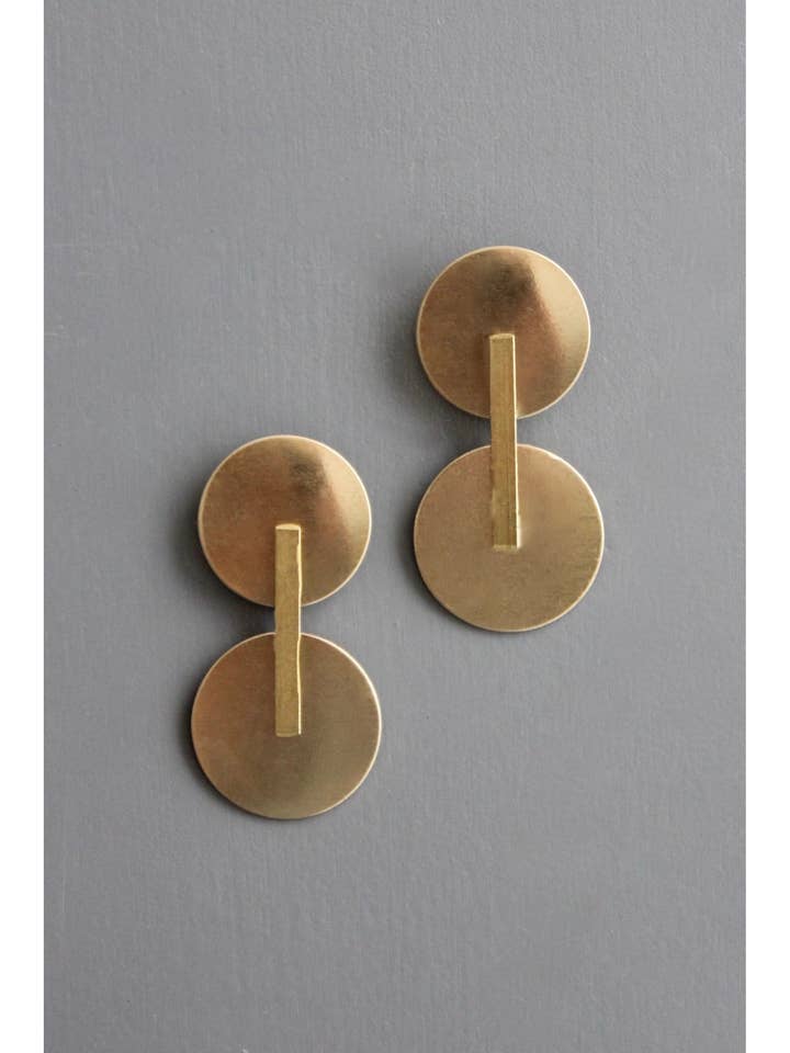 BKNE66 brass geometric post earrings for wholesale by David Aubrey Jewelry