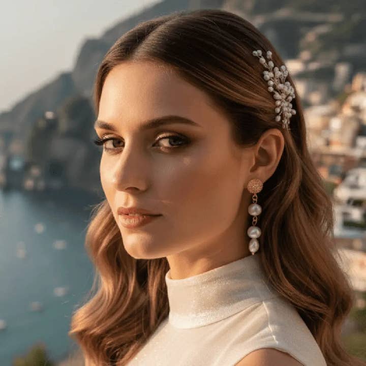 Lente droom handgemaakte oorbellen met zirkonia en parels voor wholesale door OE!