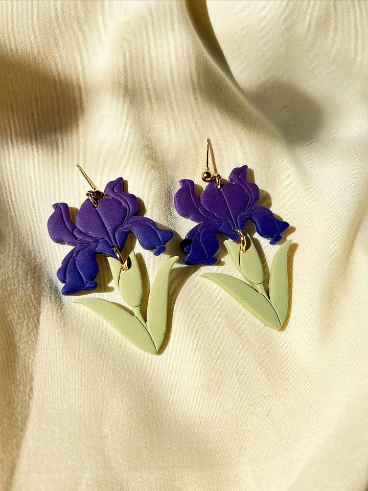 Iris Flower Earrings for wholesale by Artezina & Co.