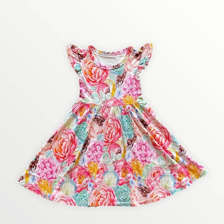 SOFIA "The Queens Secret Garden" Ruffled Cap Sleeves Dress for wholesale by Snugabutter LLC