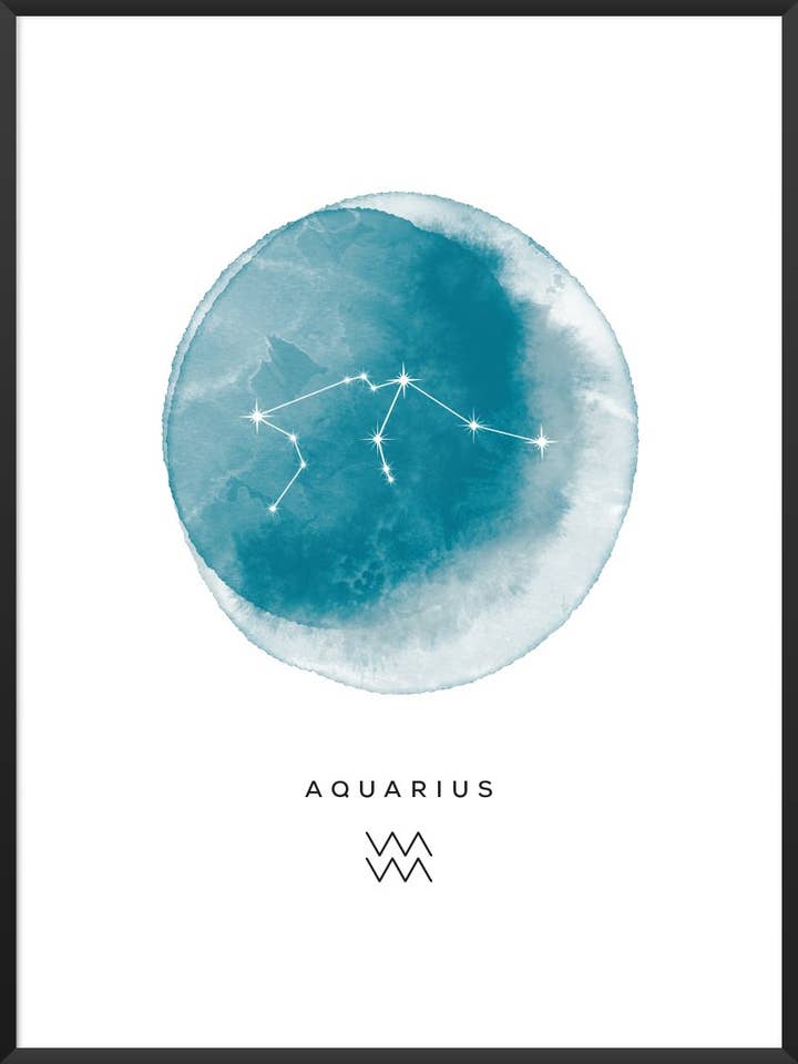 Aquarius Watercolour- Aquarius Zodiac Sign Poster for wholesale by Project Nord