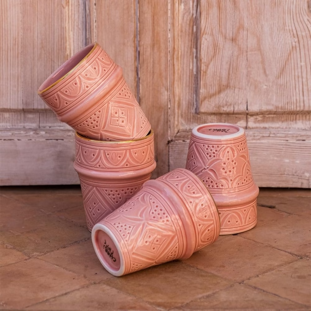 High crafty – Chávena de chá por atacado – Chávenas de Café Expresso em Cerâmica Marroquina Decoradas à Mão com Ouro Puro3