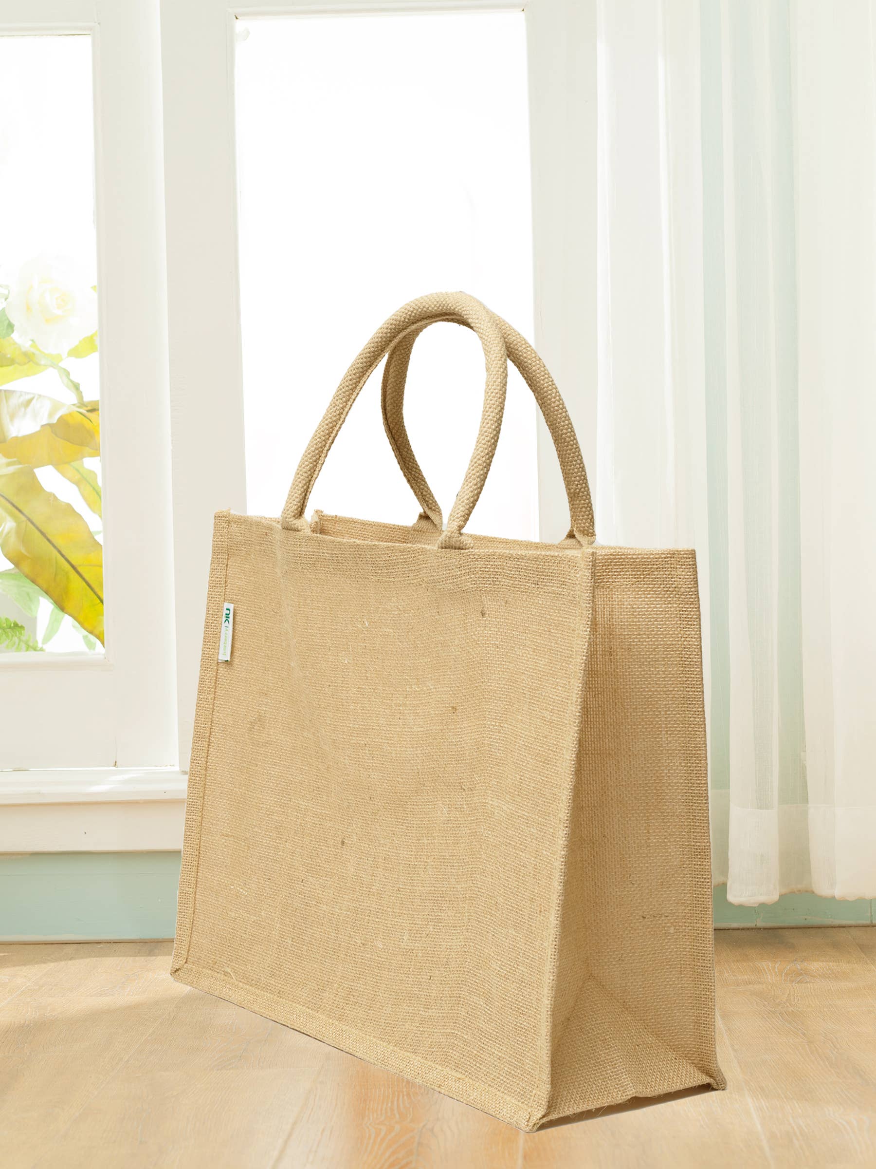 KIU Canadian Distribution Inc. - Vendita all'ingrosso Borsa per shopping/spesa - Borsa shopper in juta naturale Terra con manici imbottiti di lusso9