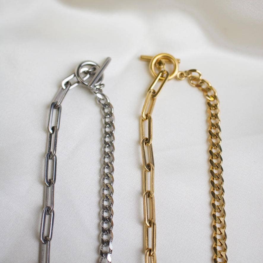 TISH jewelry - Wholesale Link & Chain Necklace - Bianca // Mixed Chain Layering Necklace0