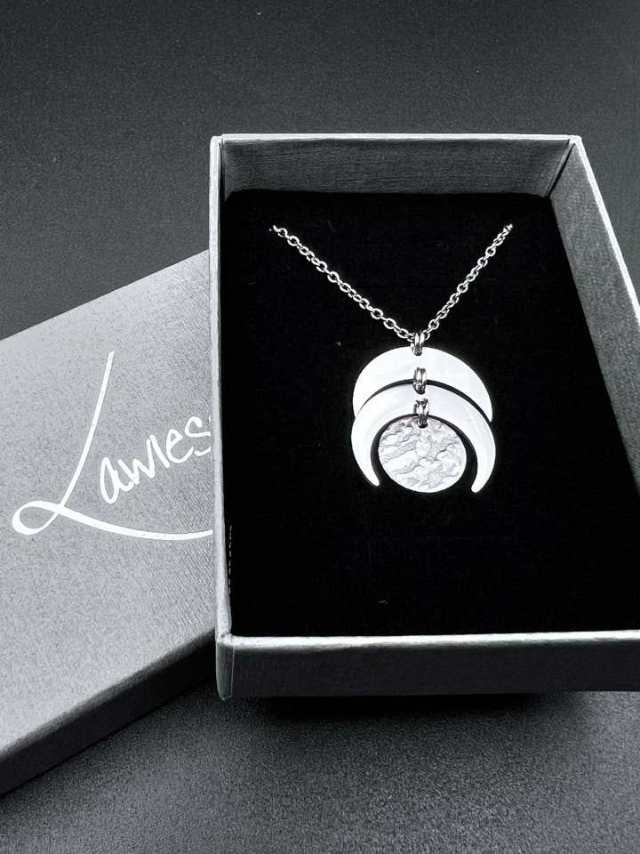 Luna Phase Necklace - 20mm Silver for wholesale by Lawless