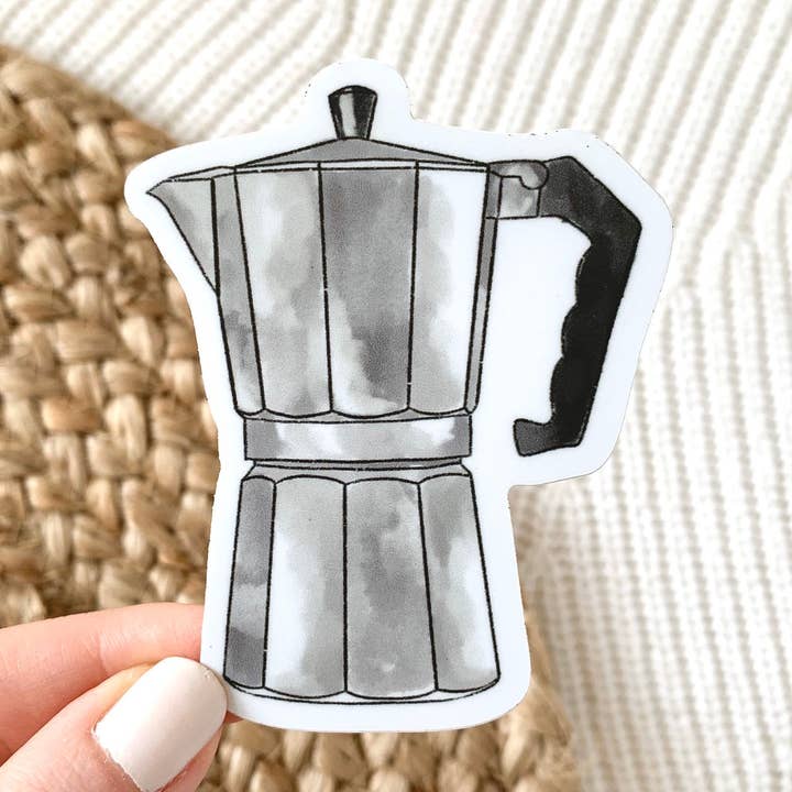 Espresso Pot Sticker 3x3in. for wholesale by Elyse Breanne Design