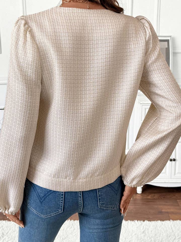 APRICOT CWOCO00168_CHANEL-STYLE SINGLE-BREASTED TWEED JACKET for wholesale on Faire6