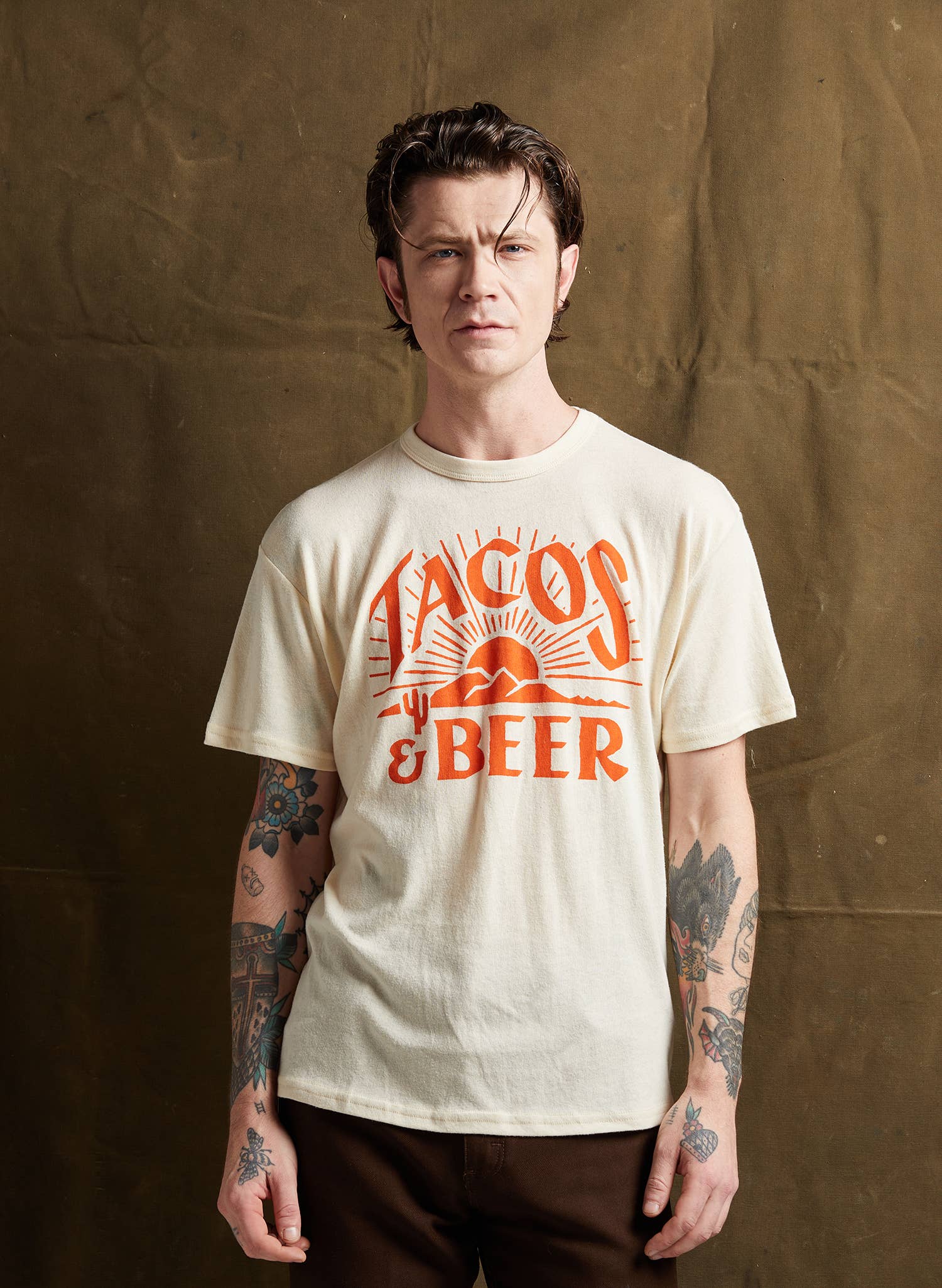 Pyknic - Wholesale Screen Printed T-Shirt - Unisex - Tacos & Beer Western Vintage Style Tee for Men & Women4