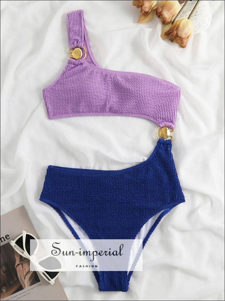 Sun Imperial - Wholesale One Piece Swimsuit - Women's - One Shoulder One Piece Color Block Cut Out Swimsuit2
