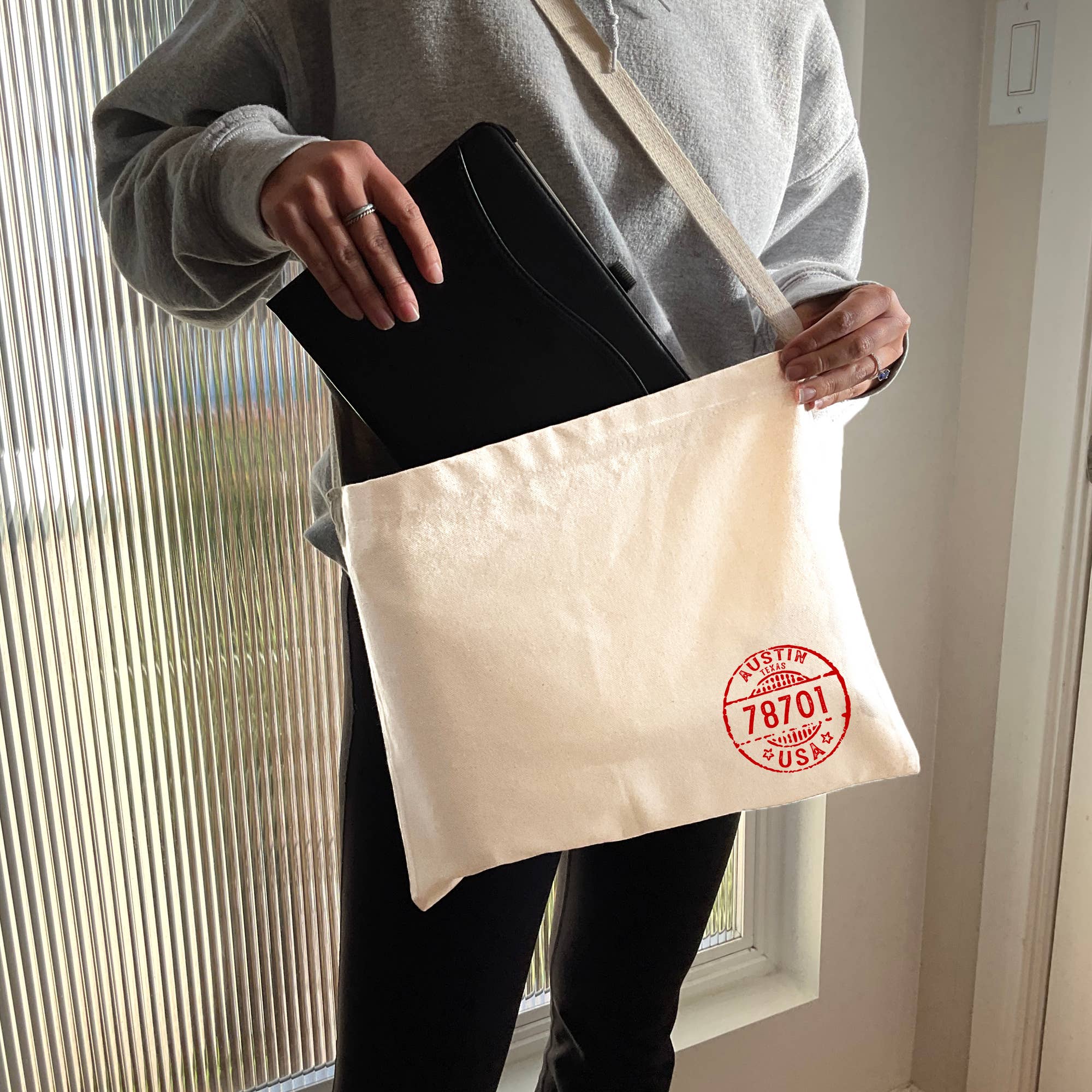 Sockprints - Wholesale Tote Bag - Women's - Crossbody Style Tote Bag with Custom Zip Code Design4