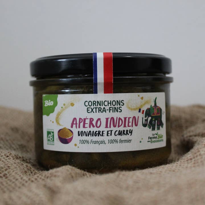 L'Aperitif Indien extra-fine pickles (130g) for wholesale by La Ferme Bio des Evoissons