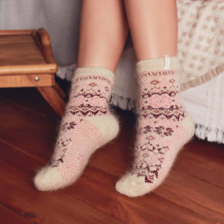 SS Cranberry Delight Goat Wool Crew Socks for wholesale by Siberia Spirit