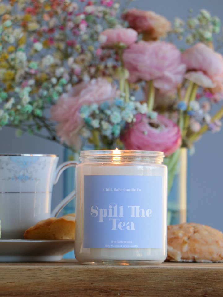 Spill The Tea Candle | Black Tea + Lemon + Lavender + Musk for wholesale by Chill, Babe Candle Co