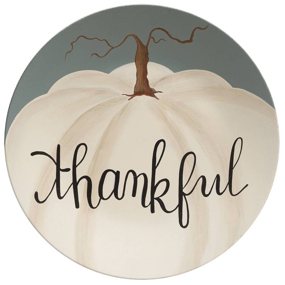 The Hearthside Collection - Vente Assiettes/plats/bols de décoration - Assiette à citrouille Thankful, 2 assiettes assorties2