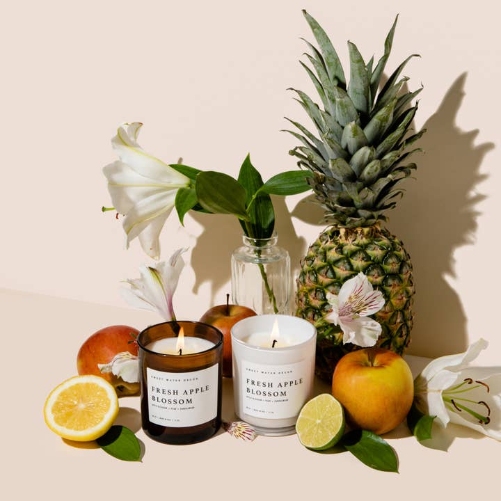 Sweet Water Decor - Wholesale Jar/Filled Candle - Fresh Apple Blossom 11 oz Soy Candle - Home Decor & Gifts