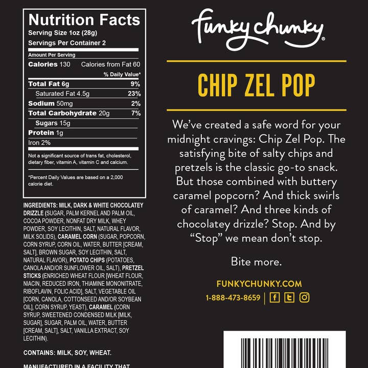 Funky Chunky - Wholesale Popcorn - Chip Zel Pop | Caramel Popcorn with Chocolate | 2 OZ Bags 4