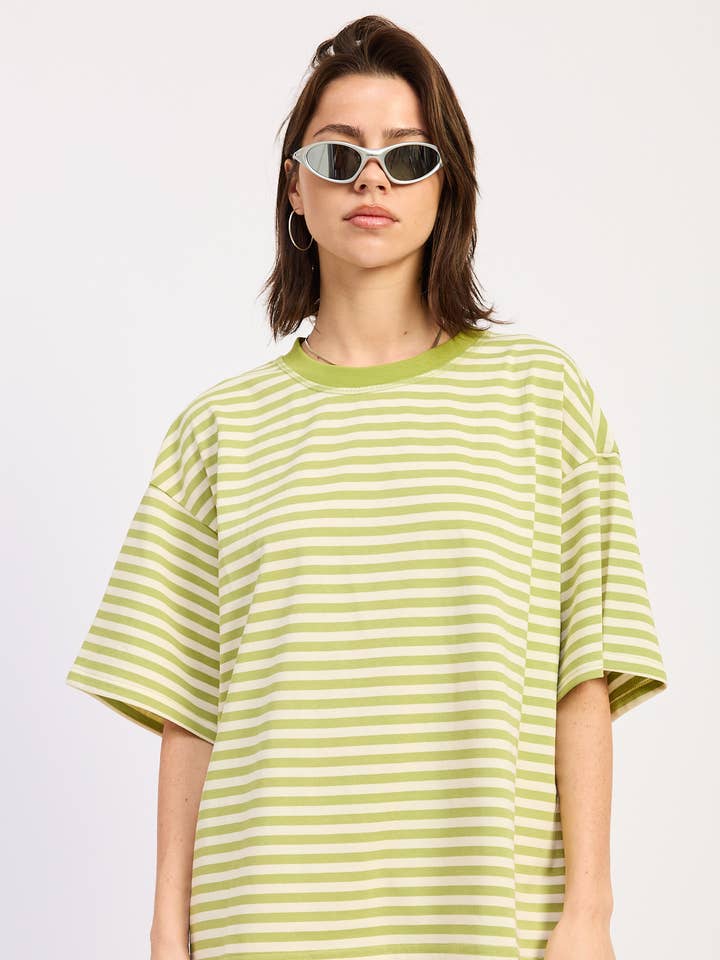 GESTREEPTE OVERSIZED BASIS T-SHIRT voor wholesale door Emory Park