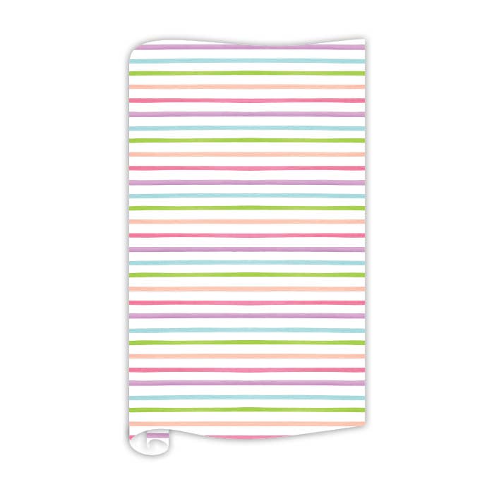 Papier d'emballage à rayures roses violettes et bleues pour la vente par RosanneBeck Collections