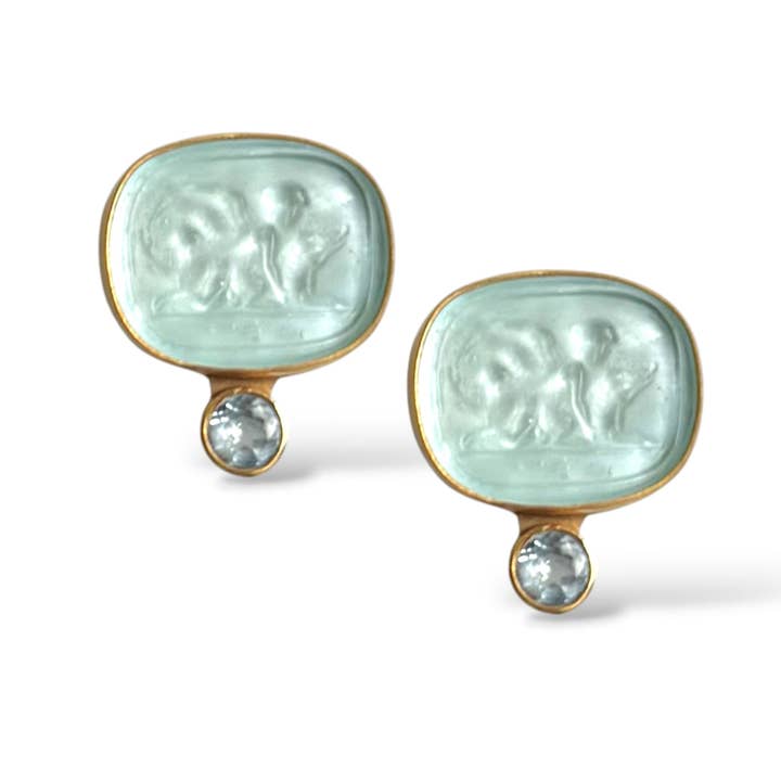 Intaglio Oorbellen met Beschermengel, 4 kleuren voor wholesale door Dina Mackney