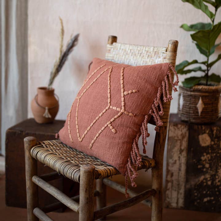 Foreside Home & Garden - Wholesale Throw/Decorative Pillow - Frida 18x18 Rust Cotton Fall Decor Filled Pillow